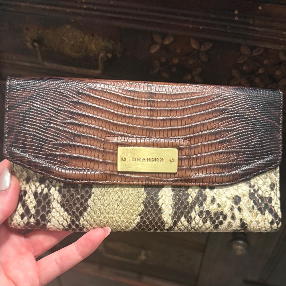 Brahmin Snake & Croc Textured Clutch